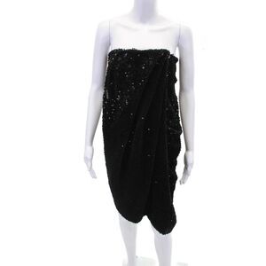 RECTO Womens Velvet Sequin Draped Tube Top Dress - Black Size L